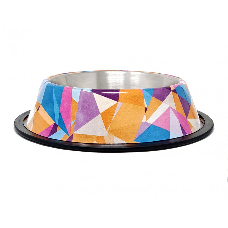 Raintech Rozsdamentes etetőtál, színes, mintás, gumiperemes - felső 18,0cm/alsó 25,5cm, 0,90l