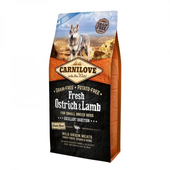 Carnilove Fresh Adult Dog Small Ostrich & Lamb Excellent Digestion- Strucc és Bárány Hússal 6kg - Image 2