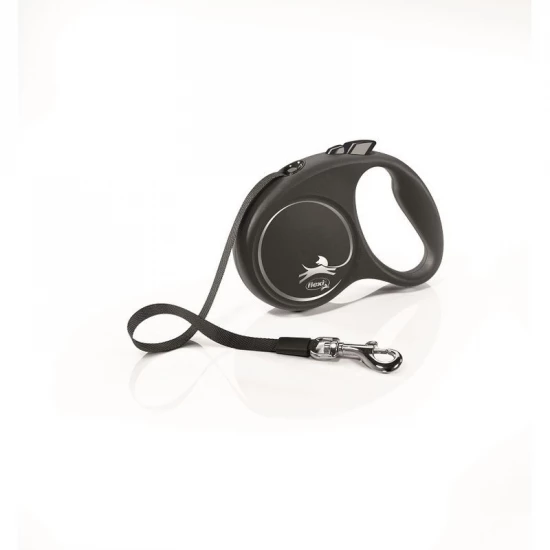 Flexi Black Design szalagos automata póráz S 5m 15kg-ig ezüst - Image 2