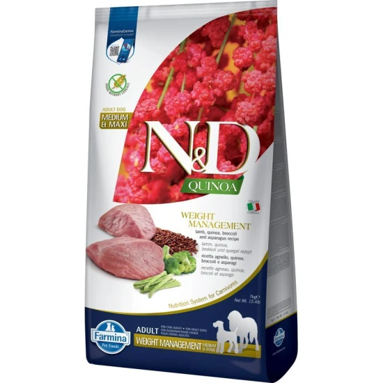 N&D Quinoa Dog Weight Management bárány Adult medium&maxi 7kg - Image 2