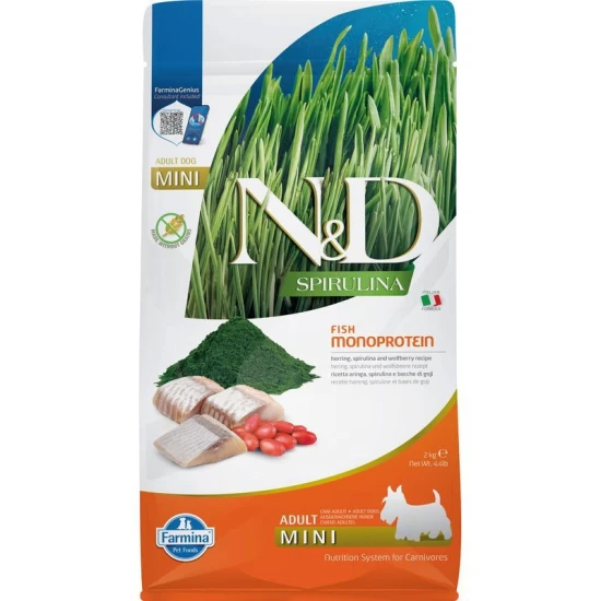 N&D Spirulina Dog hering adult mini 2kg - Image 3