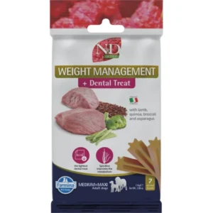 N&D Quinoa Dog Jutalomfalat Dental Weight Man. Lamb Adult Med&Max 100g