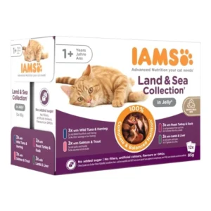 Iams Cat Delights alutasak Land&Sea in jelly Multipack, többféle íz, zamatos aszpikban 12x85g