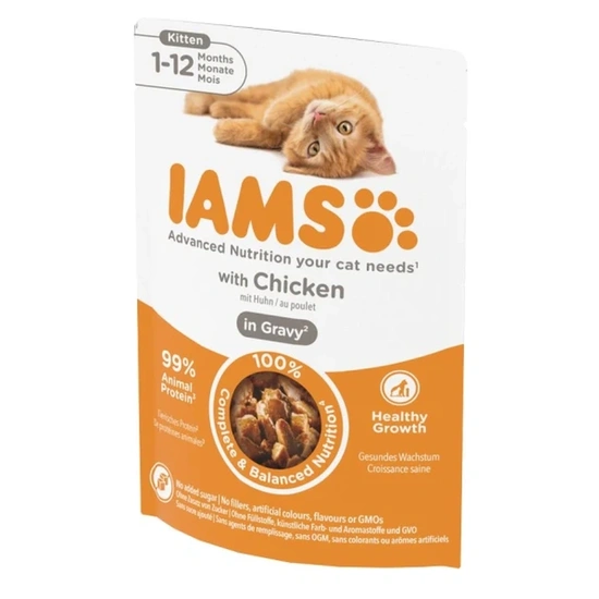 Iams Delights Kitten Csirke Falatkák Ízletes Szószban nedves macskatáp 85g - Image 3