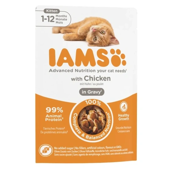 Iams Delights Kitten Csirke Falatkák Ízletes Szószban nedves macskatáp 85g - Image 4